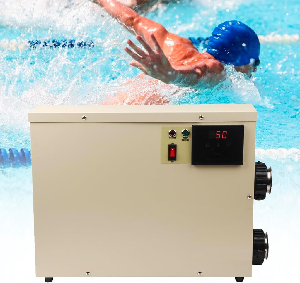 15KW 220V Electric Water Heater Thermostat Swimming Pool Heater Pump for Above-Ground Pools, High Power Adjustable Temperature Control Hot Tub SPA Bath Heater Pump with LCD, Portable Pool Heater