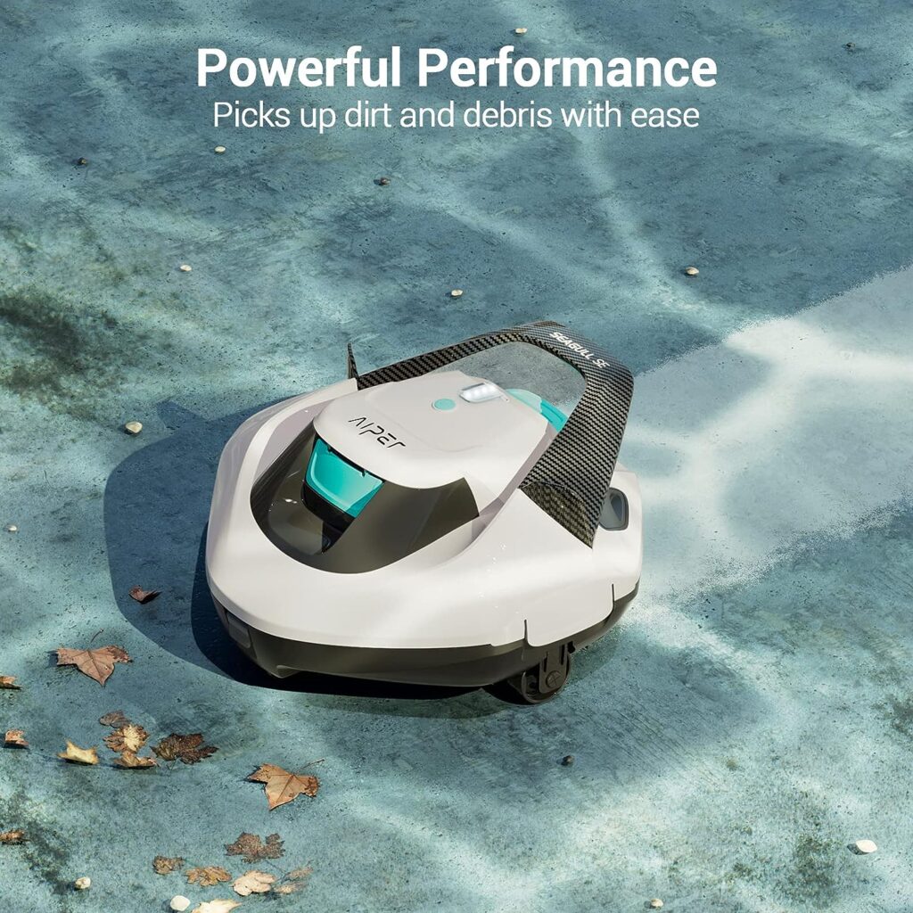 AIPER Seagull SE Cordless Robotic Pool Cleaner, Pool Vacuum Lasts 90 Mins, LED Indicator, Self-Parking, for Flat Above-Ground Pools up to 33 Feet - White