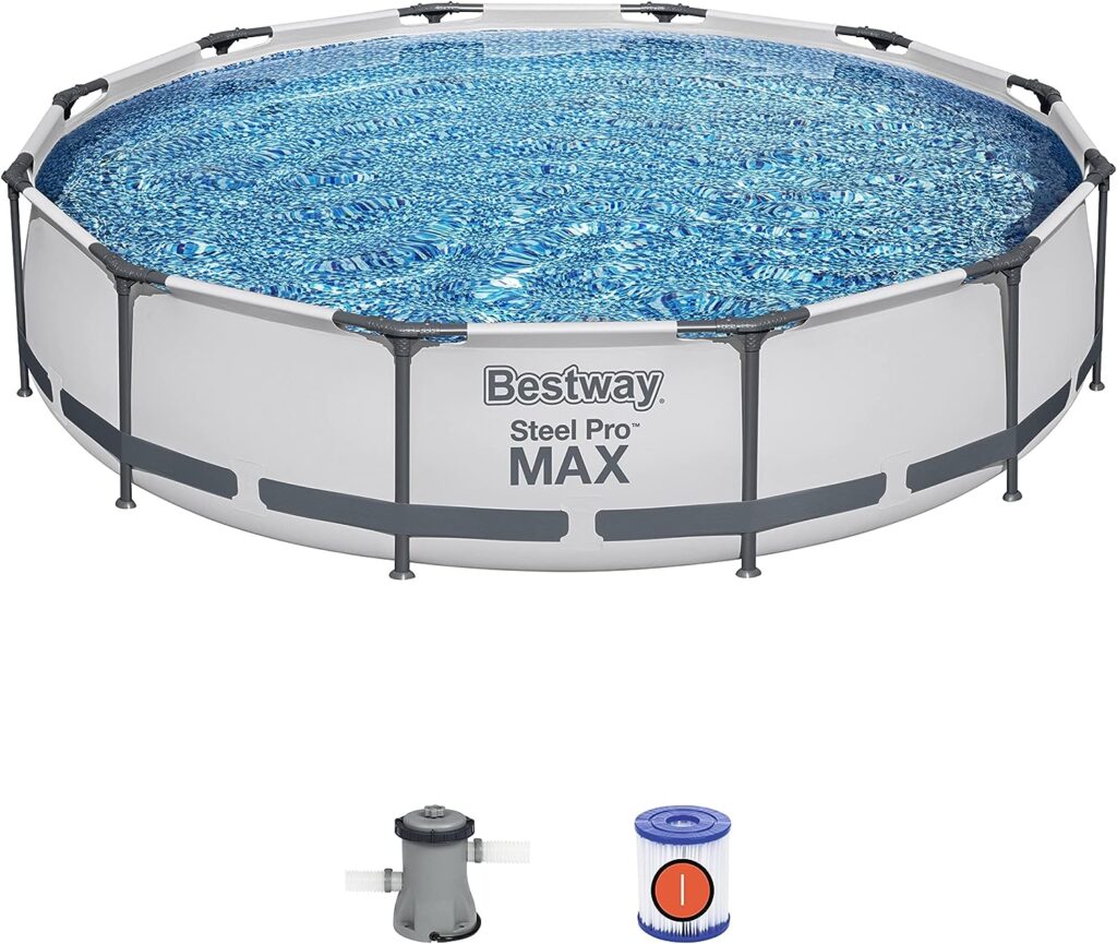 Bestway 56417 Steel Pro Above Ground, 12ft x 30 Inch | Frame Swimming Pool with Filter Pump