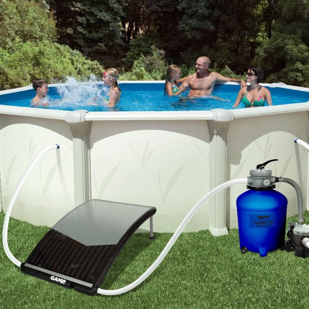 GAME 4721-BB SolarPRO Curve Solar Pool Heater, Made for Intex  Bestway Above-Ground and Inground Pools, Includes Intex Adapters, 2 Hoses  Clamps