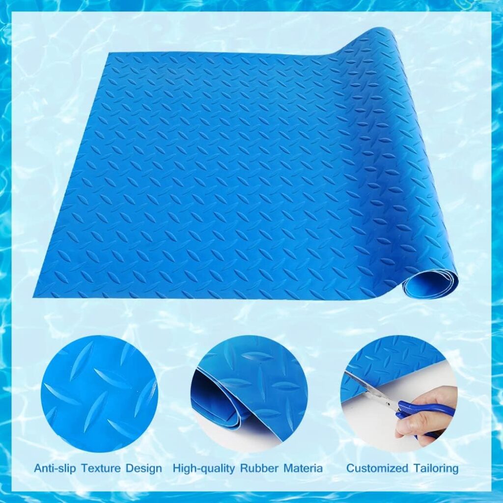 Hlimior Large Swimming Pool Ladder Mat, 17x38 Protective Non-Slip Pool Step Pad with Texture，Protective Ladder Pad for Above Ground Swimming Pools Liner and Stairs (Blue)