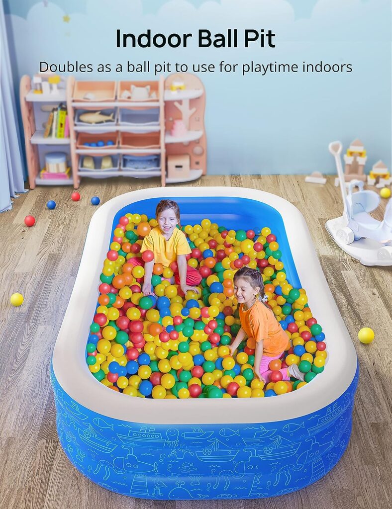 Inflatable Pool, EVAJOY 118 x 72 x 20 Above Ground Pool, Kiddie Pool Large Size Thickened Blow Up Swimming Pools Play Center for Kids Children Family Outdoor Garden Backyard