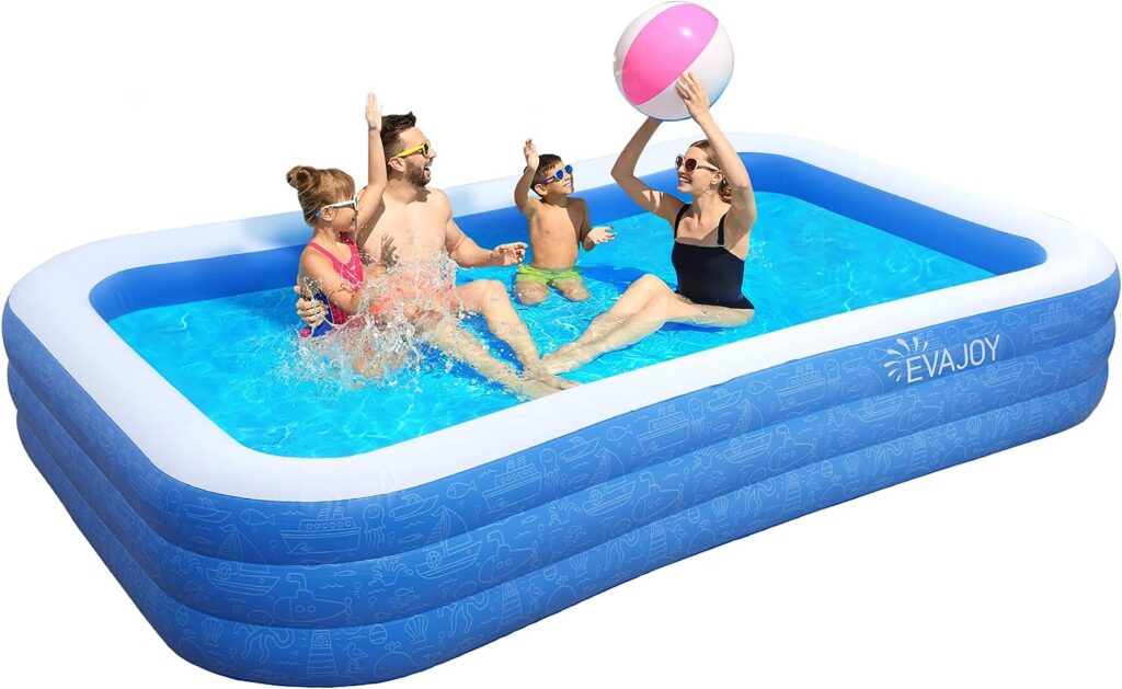 Inflatable Pool, EVAJOY 118 x 72 x 20 Above Ground Pool, Kiddie Pool Large Size Thickened Blow Up Swimming Pools Play Center for Kids Children Family Outdoor Garden Backyard