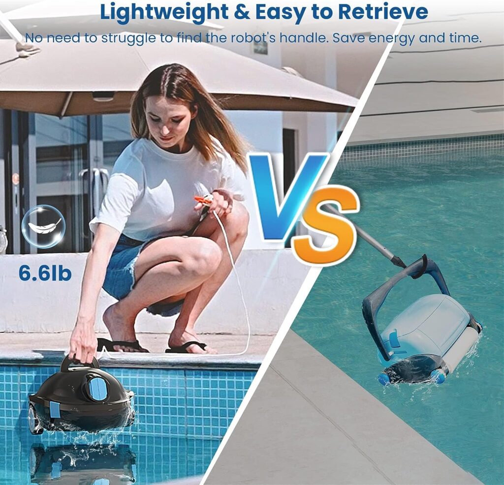 INSE Y10 Cordless Robotic Pool Cleaner, Automatic Pool Vacuum, 90 Mins Runtime  Powerful Suction, Self-Parking, Lightweight, IPX8 Waterproof, Ideal for Above/In-Ground Pool up to 1100 Sq.Ft