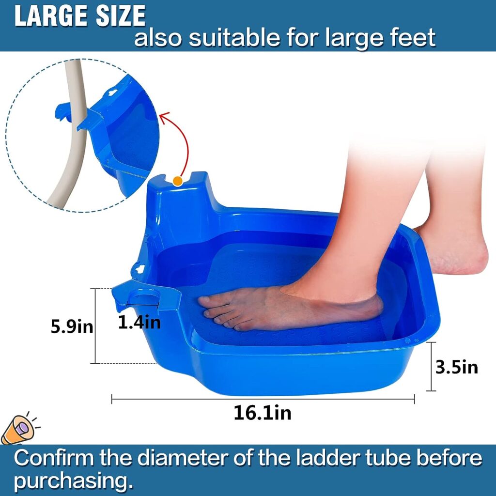Pool Foot Bath - Anti-Skid Foot Wash Basin Tub for Above Ground Swimming Pools Accessories, Spas Wash Feet Sand Dirt Before Entering, Installed on Pool Ladder