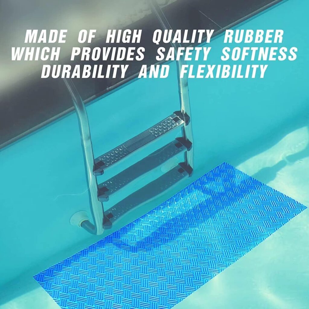 Swimming Pool Ladder Mat, 36 * 16 Non-Slip Pool Ladder Pad, Blue Protective Pools Step Pad, Pool Accessories for Above Ground Stairs (36 X 16 inch)