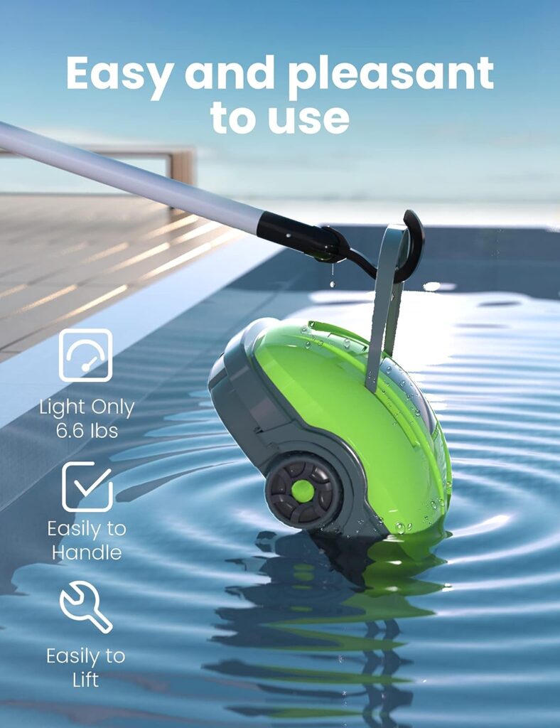 WYBOT Cordless Robotic Pool Cleaner, Automatic Pool Vacuum, Powerful Suction, IPX8 Waterproof, Dual-Motor, 180μm Fine Filter for Above/In Ground Flat Pool Up to 525 Sq.Ft -Osprey200 (Green)