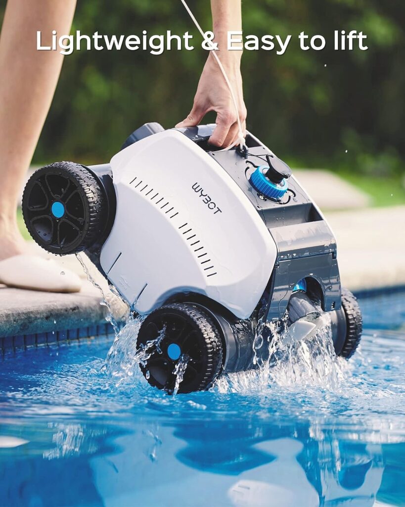 WYBOT Sophisticated Cordless Robotic Pool Cleaner, with 130mins Working Time, Pool Vacuum for Above Ground Pools, Strong Suction, LED Indicator, Ideal for Pools Up to 1300 Sq.ft