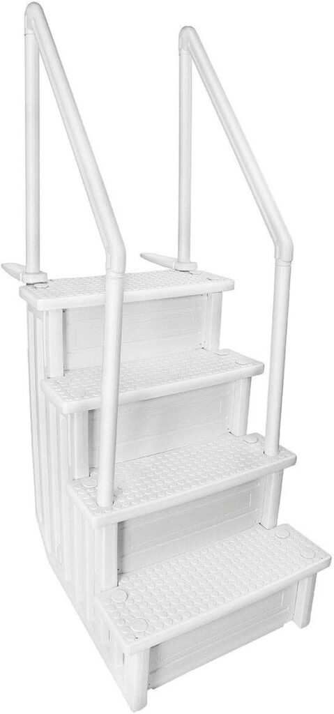 XtremepowerUS Deluxe Above-Ground Pool Ladder A-Frame Swimming Pool Ladder Pool Non-Sliip Step Ladder, White